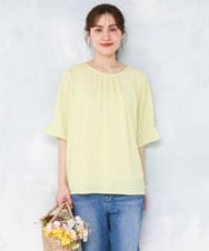 OLKFD04069 eur3(エウルキューブ) 【大きいサイズ】シャンブレーストライププカットソー ライトイエロー