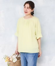 OLKFD04069 eur3(エウルキューブ) 【大きいサイズ】シャンブレーストライププカットソー ライトイエロー