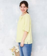 OLKFD04069 eur3(エウルキューブ) 【大きいサイズ】シャンブレーストライププカットソー ライトイエロー