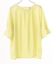 OLKFD04069 eur3(エウルキューブ) 【大きいサイズ】シャンブレーストライププカットソー ライトイエロー