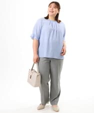 OLKFD04069 eur3(エウルキューブ) 【大きいサイズ】シャンブレーストライププカットソー ライトブルー