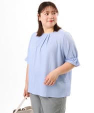 OLKFD04069 eur3(エウルキューブ) 【大きいサイズ】シャンブレーストライププカットソー ライトブルー