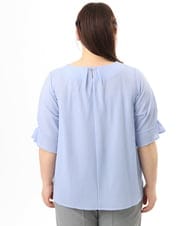 OLKFD04069 eur3(エウルキューブ) 【大きいサイズ】シャンブレーストライププカットソー ライトブルー