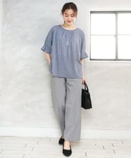 OLKFD04069 eur3(エウルキューブ) 【大きいサイズ】シャンブレーストライププカットソー ネイビー