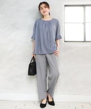 OLKFD04069 eur3(エウルキューブ) 【大きいサイズ】シャンブレーストライププカットソー ネイビー