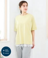 OLKFD12039 eur3(エウルキューブ) 【大きいサイズ/接触冷感/UVカット】ドロップショルダーコットンTシャツ ライトイエロー