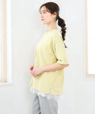 OLKFD12039 eur3(エウルキューブ) 【大きいサイズ/接触冷感/UVカット】ドロップショルダーコットンTシャツ ライトイエロー