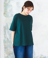 OLKFD12039 eur3(エウルキューブ) 【大きいサイズ/接触冷感/UVカット】ドロップショルダーコットンTシャツ ライトグリーン/WEB限定カラー