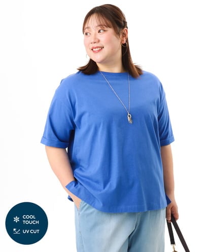 OLKFD12039 eur3 【大きいサイズ/接触冷感/UVカット】ドロップショルダーコットンTシャツ