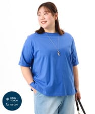 OLKFD12039 eur3(エウルキューブ) 【大きいサイズ/接触冷感/UVカット】ドロップショルダーコットンTシャツ ブルー