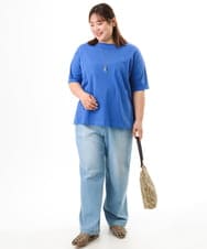 OLKFD12039 eur3(エウルキューブ) 【大きいサイズ/接触冷感/UVカット】ドロップショルダーコットンTシャツ ブルー