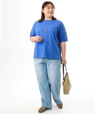 OLKFD12039 eur3(エウルキューブ) 【大きいサイズ/接触冷感/UVカット】ドロップショルダーコットンTシャツ ブルー