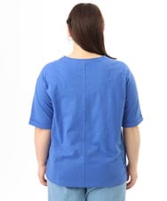 OLKFD12039 eur3(エウルキューブ) 【大きいサイズ/接触冷感/UVカット】ドロップショルダーコットンTシャツ ブルー