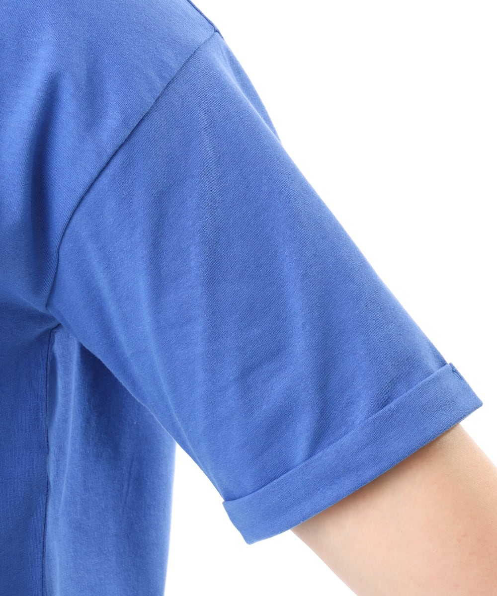 OLKFD12039 eur3(エウルキューブ) 【大きいサイズ/接触冷感/UVカット】ドロップショルダーコットンTシャツ ブルー