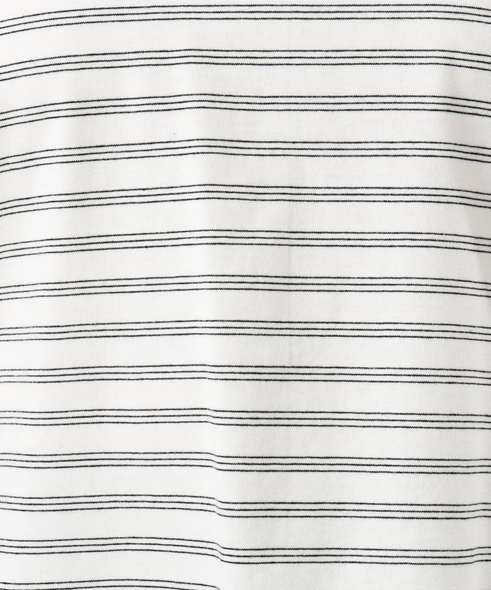 OLKFD12039 eur3(エウルキューブ) 【大きいサイズ/接触冷感/UVカット】ドロップショルダーコットンTシャツ アイボリー/ストライプ