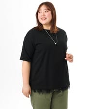 OLKFD12039 eur3(エウルキューブ) 【大きいサイズ/接触冷感/UVカット】ドロップショルダーコットンTシャツ ブラック