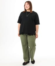 OLKFD12039 eur3(エウルキューブ) 【大きいサイズ/接触冷感/UVカット】ドロップショルダーコットンTシャツ ブラック