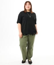 OLKFD12039 eur3(エウルキューブ) 【大きいサイズ/接触冷感/UVカット】ドロップショルダーコットンTシャツ ブラック