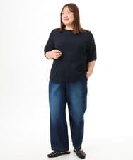 OLKFD17059 eur3(エウルキューブ) 【WEB先行販売】【大きいサイズ】カーブヘムカットソー ネイビー