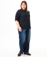 OLKFD17059 eur3(エウルキューブ) 【WEB先行販売】【大きいサイズ】カーブヘムカットソー ネイビー