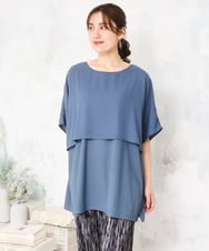 OLKFD18079 eur3(エウルキューブ) 【大きいサイズ/接触冷感】ケープデザインカットソー ブルー