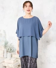 OLKFD18079 eur3(エウルキューブ) 【大きいサイズ/接触冷感】ケープデザインカットソー ブルー