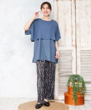 OLKFD18079 eur3(エウルキューブ) 【大きいサイズ/接触冷感】ケープデザインカットソー ブルー