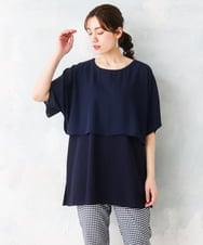 OLKFD18079 eur3(エウルキューブ) 【大きいサイズ/接触冷感】ケープデザインカットソー ネイビー