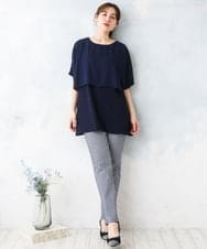 OLKFD18079 eur3(エウルキューブ) 【大きいサイズ/接触冷感】ケープデザインカットソー ネイビー