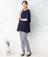 OLKFD18079 eur3(エウルキューブ) 【大きいサイズ/接触冷感】ケープデザインカットソー ネイビー