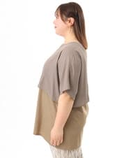 OLKFD18079 eur3(エウルキューブ) 【大きいサイズ/接触冷感】ケープデザインカットソー モカ