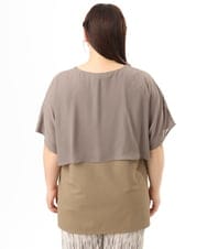 OLKFD18079 eur3(エウルキューブ) 【大きいサイズ/接触冷感】ケープデザインカットソー モカ
