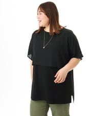OLKFD18079 eur3(エウルキューブ) 【大きいサイズ/接触冷感】ケープデザインカットソー ブラック