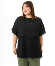 OLKFD18079 eur3(エウルキューブ) 【大きいサイズ/接触冷感】ケープデザインカットソー ブラック