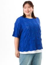 OLKFD19099 eur3(エウルキューブ) 【WEB先行販売】【大きいサイズ】シャーリングレースアンサンブル ブルー