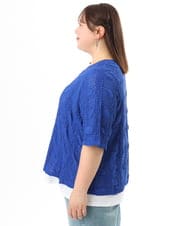 OLKFD19099 eur3(エウルキューブ) 【WEB先行販売】【大きいサイズ】シャーリングレースアンサンブル ブルー