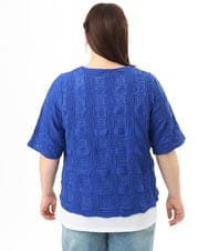 OLKFD19099 eur3(エウルキューブ) 【WEB先行販売】【大きいサイズ】シャーリングレースアンサンブル ブルー