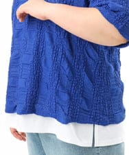 OLKFD19099 eur3(エウルキューブ) 【WEB先行販売】【大きいサイズ】シャーリングレースアンサンブル ブルー