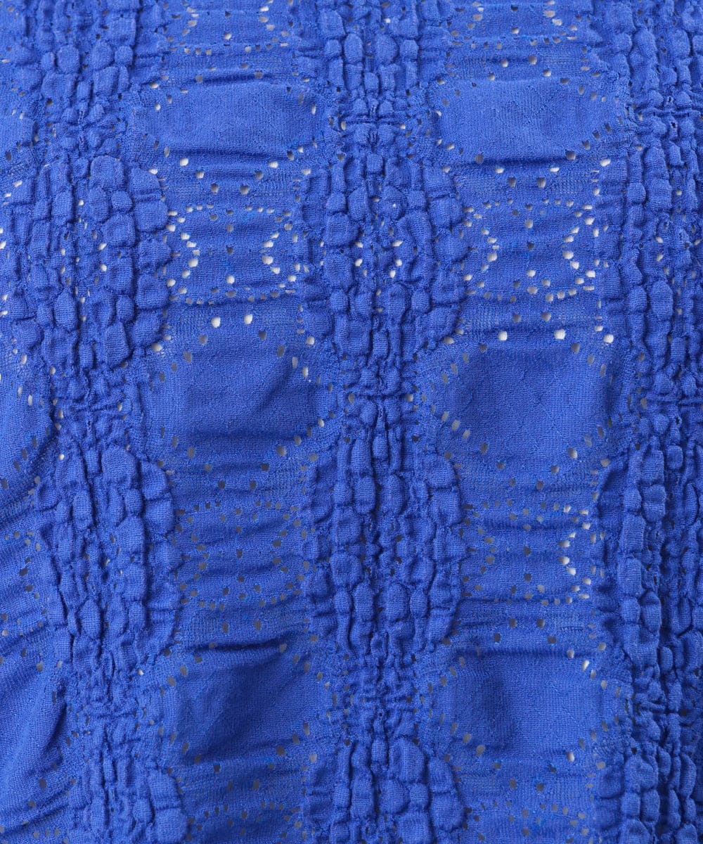 OLKFD19099 eur3(エウルキューブ) 【WEB先行販売】【大きいサイズ】シャーリングレースアンサンブル ブルー