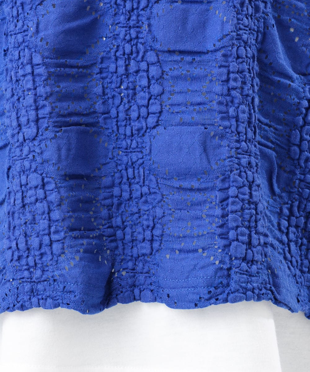 OLKFD19099 eur3(エウルキューブ) 【WEB先行販売】【大きいサイズ】シャーリングレースアンサンブル ブルー