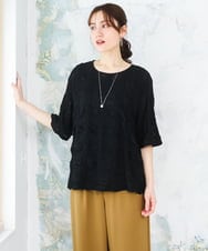 OLKFD19099 eur3(エウルキューブ) 【WEB先行販売】【大きいサイズ】シャーリングレースアンサンブル ブラック