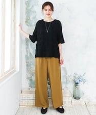 OLKFD19099 eur3(エウルキューブ) 【WEB先行販売】【大きいサイズ】シャーリングレースアンサンブル ブラック