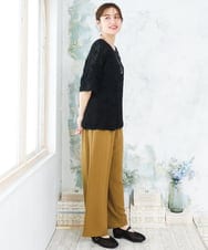 OLKFD19099 eur3(エウルキューブ) 【WEB先行販売】【大きいサイズ】シャーリングレースアンサンブル ブラック