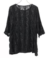 OLKFD19099 eur3(エウルキューブ) 【WEB先行販売】【大きいサイズ】シャーリングレースアンサンブル ブラック