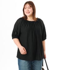 OLKFD20089 eur3(エウルキューブ) 【WEB先行販売】【大きいサイズ】アイレットジャージートップス ブラック