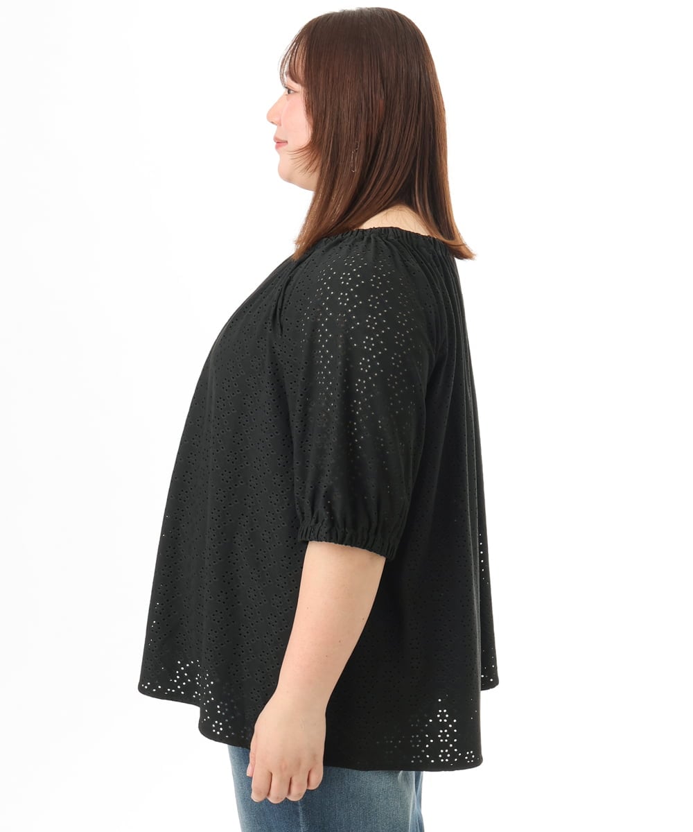 OLKFD20089 eur3(エウルキューブ) 【WEB先行販売】【大きいサイズ】アイレットジャージートップス ブラック