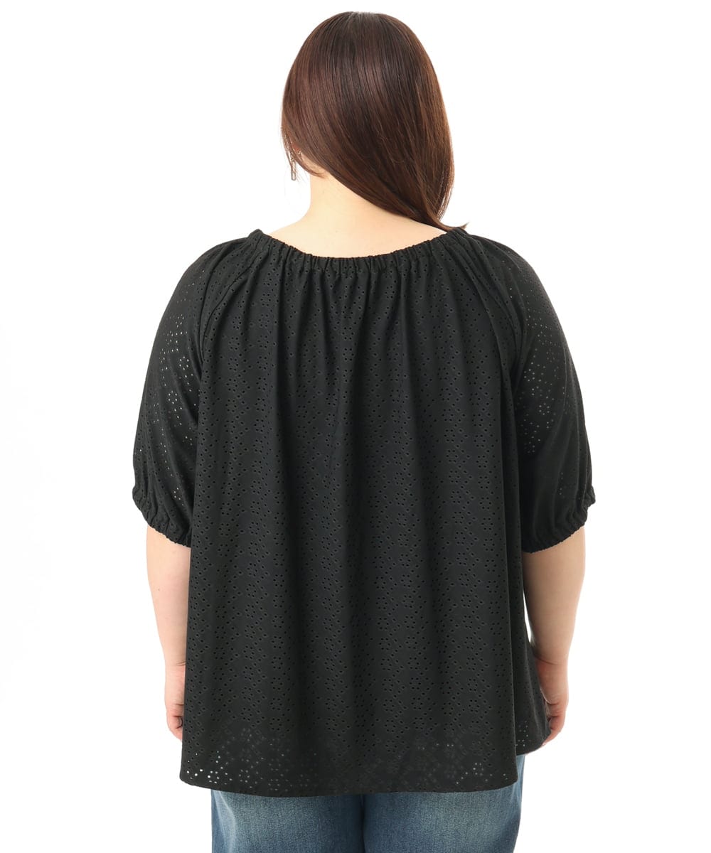 OLKFD20089 eur3(エウルキューブ) 【WEB先行販売】【大きいサイズ】アイレットジャージートップス ブラック