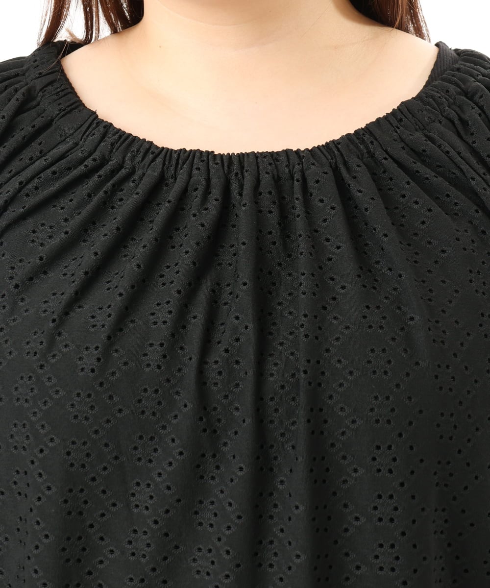 OLKFD20089 eur3(エウルキューブ) 【WEB先行販売】【大きいサイズ】アイレットジャージートップス ブラック