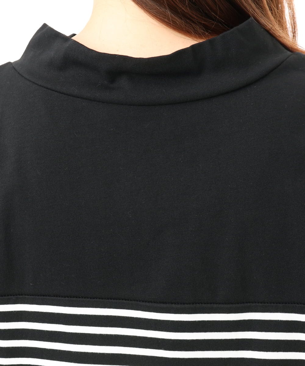 OLKFD21099 eur3(エウルキューブ) 【WEB先行販売】【大きいサイズ】フーディ―風パネルボーダーカットソー ブラック