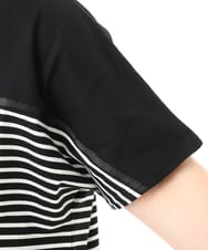 OLKFD21099 eur3(エウルキューブ) 【WEB先行販売】【大きいサイズ】フーディ―風パネルボーダーカットソー ブラック